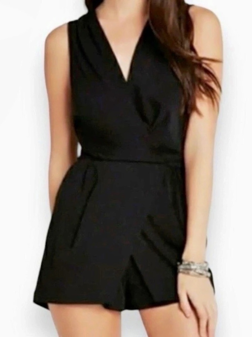 BCBG Generation Black Wrap Romper Size Small